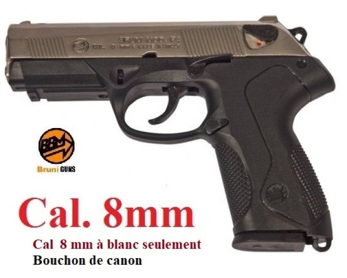 Pistolet à blanc Mod. P4 Nickelé Chrome Cal. 8mm