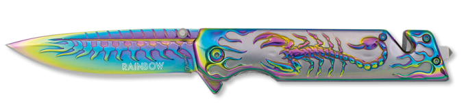 Couteau scorpipon lame de 9.50 « RAINBOW » couleur Arc en Ciel