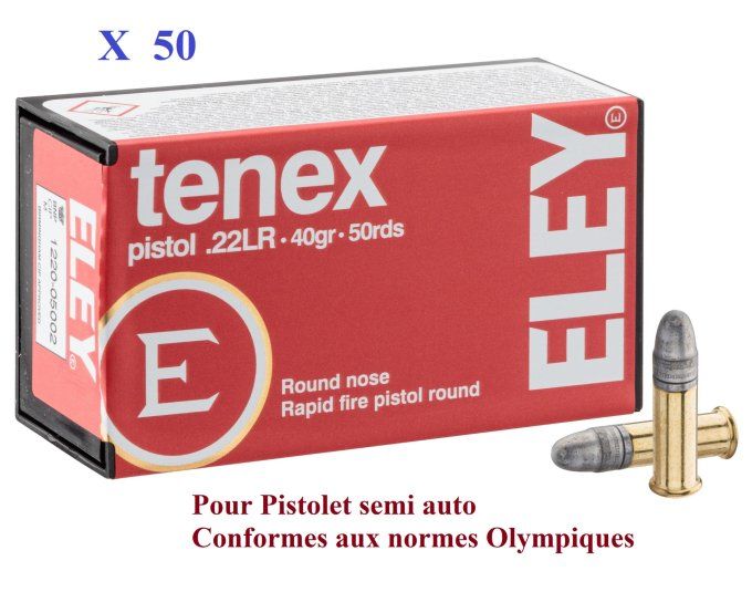 Cartouches 22LR ELEY TENEX pistol boite de 50