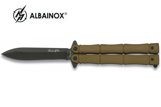 Couteau papillon manche Alu Sable lame de 10 cm