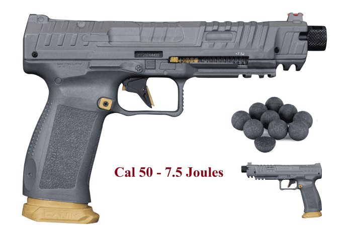 Pistolet CANIK SFX Competition Cal 50 silver/gold – 7.5 Joules