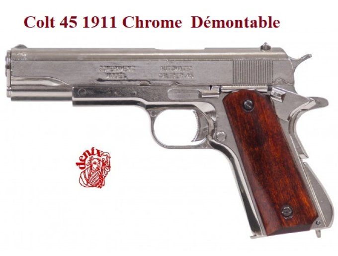 Réplique pistolet 45 USA 1911 Chrome et démontable