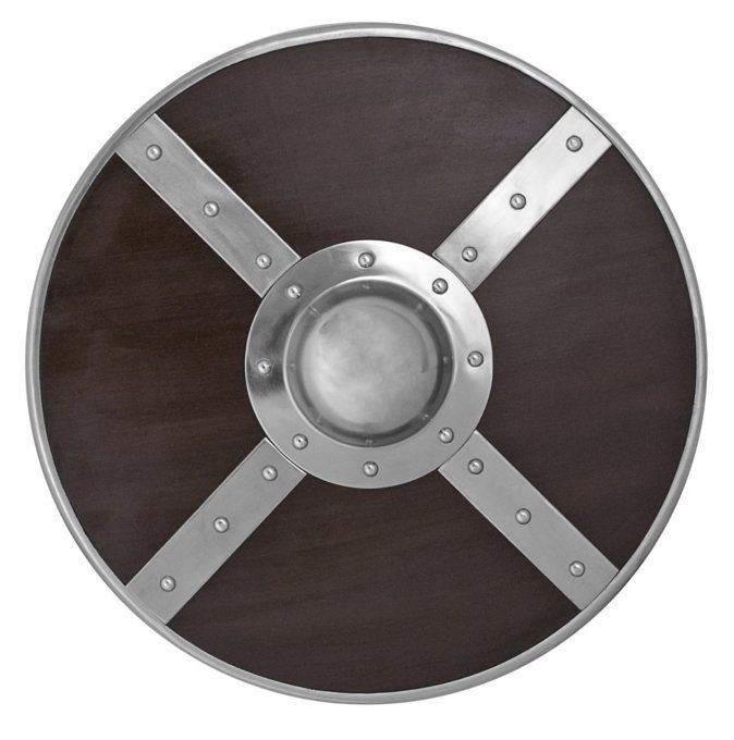 Bouclier bois avec Umbo et ferrures acier 54.5 cm