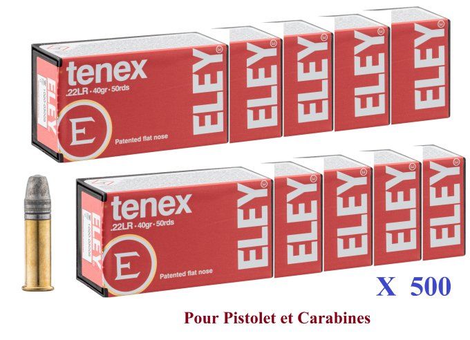 Cartouches 22LR ELEY TENEX pistolet et carabine boite de 500