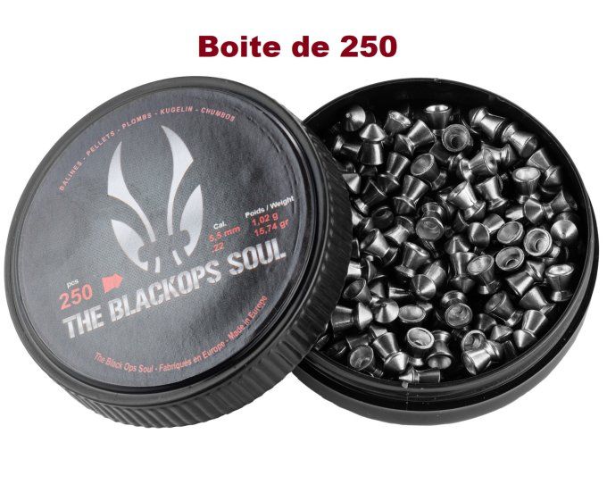 Plombs The Black Ops « Tête POINTUE » Cal 5.5 mm Boite de 250