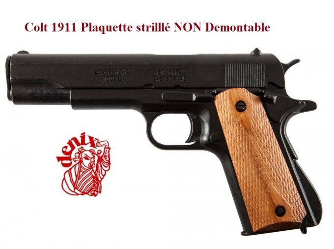Réplique pistolet 45 USA 1911 Plaquette Strié NON démontable