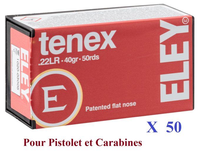 Cartouches 22LR ELEY TENEX pistolet et carabine boite de 50