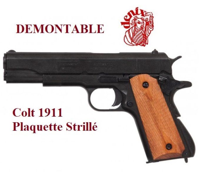 Réplique pistolet 45 USA 1911 Plaquette Strié DEMONTABLE