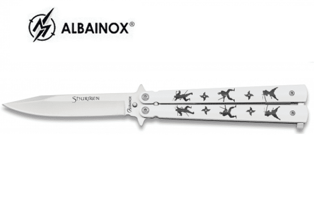 Couteau papillon Mod. Shuriken manche Alu lame de 10 cm