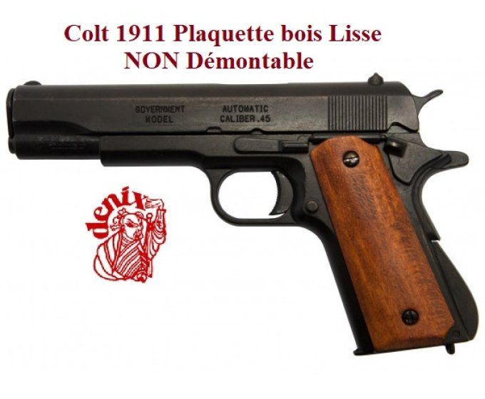 Réplique pistolet 45 USA 1911 Plaquette Bois Lisse Non DEMONTABLE