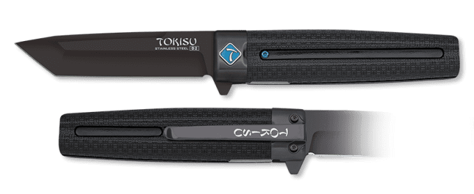 Couteau pliant lame tanto noir de 9.20 cm « TOKISU »