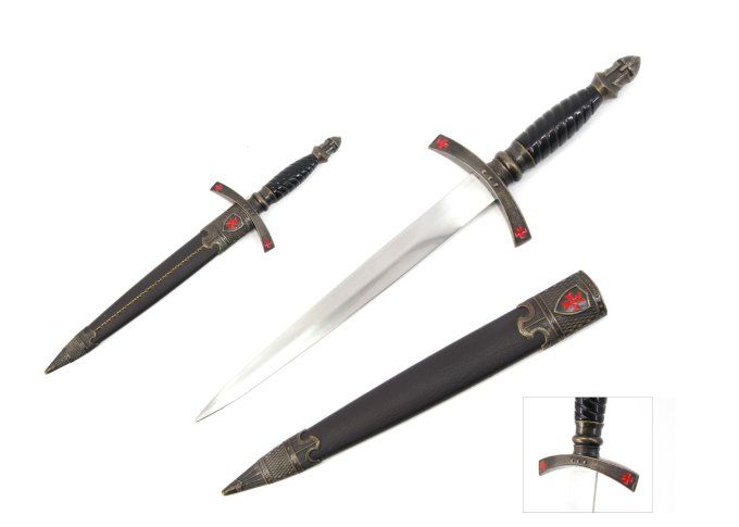 Dague d’ornement Decore casque templier et croix de 40 cm
