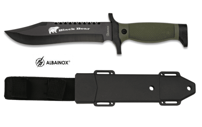 Couteau Tactical BLACK BEAR Noir avec étui pour ceinture