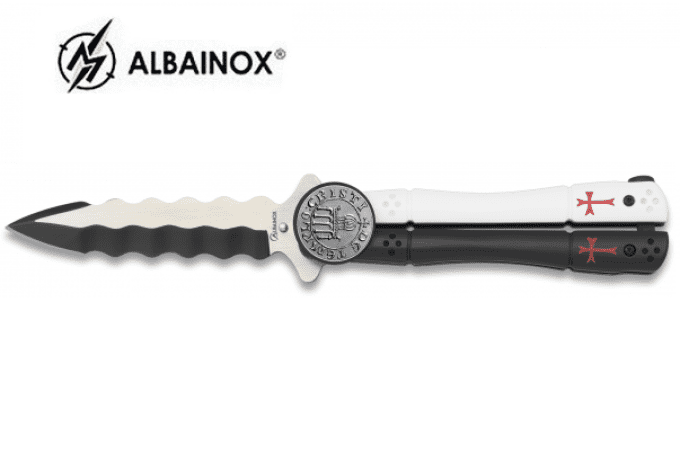 Couteau papillon Templier Alu lame voilé de 10 cm