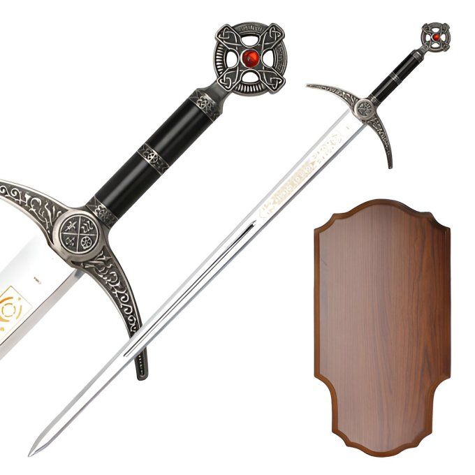Epée d’ornement / templière sur socle bois de 105 cm