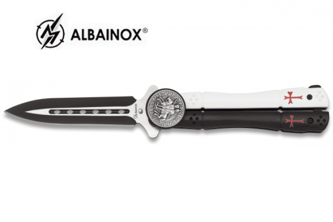 Couteau papillon Templier Alu lame droite de 10 cm