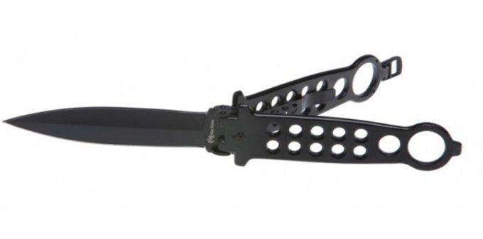 Couteau papillon noir ouverture latérale lame de 11 cm
