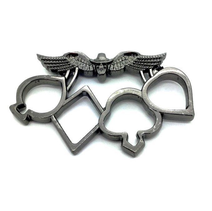 Poing Américain Poker et Tête de mort sur ailes