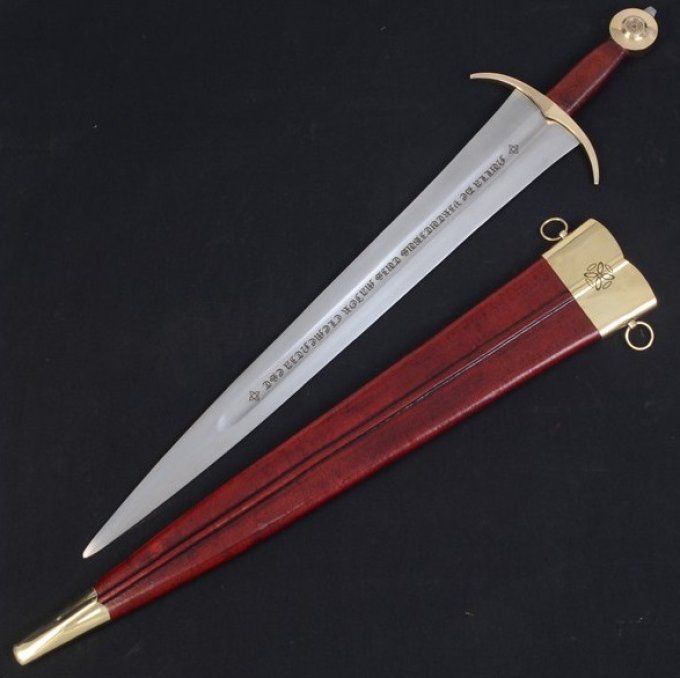 Epée medieval forgée lame gravée type XIV