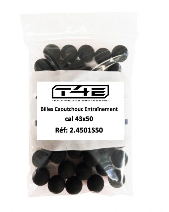 Sachet de 50 Billes caoutchouc Noire Cal. 43