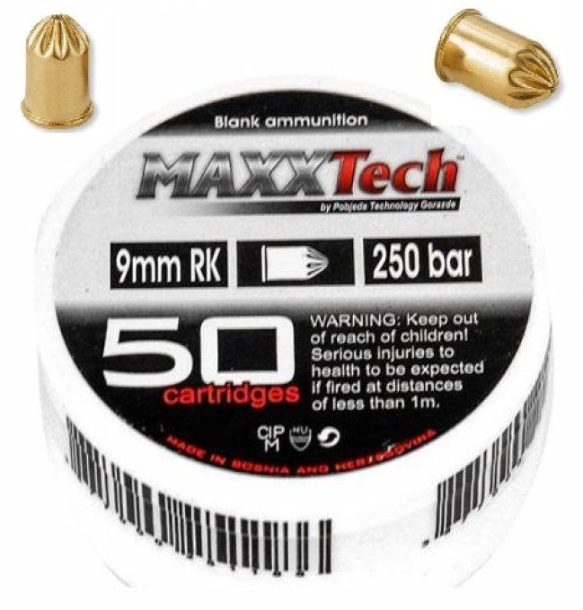 Boite de 50 Cartouches Maxx Tech Cal. 9 mm 380 RK Revolver Maxx Tech