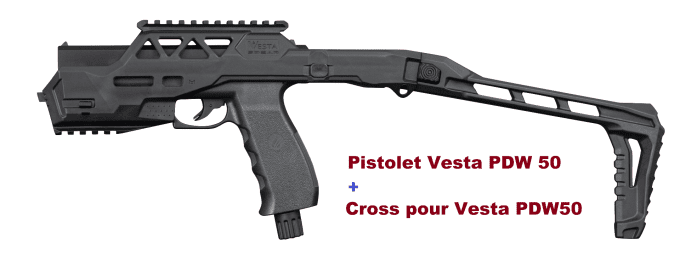 Pistolet Vesta PDW50 + CROSSE - Cal 50 Gen 17 Joules