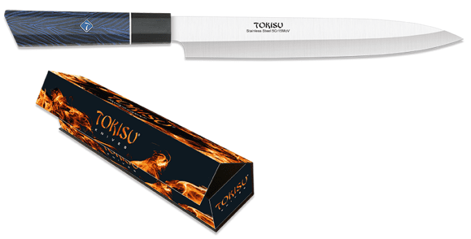 Couteau cuisine bleu yanagiba lame de 22.70 cm « TOKISU »