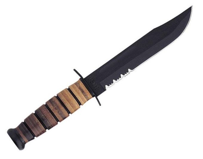 Poignard Ka-Bar U.S.M.C semi dentee lame de 17 cm