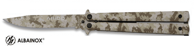 Couteau papillon camo sable Arido lame de 10 cm