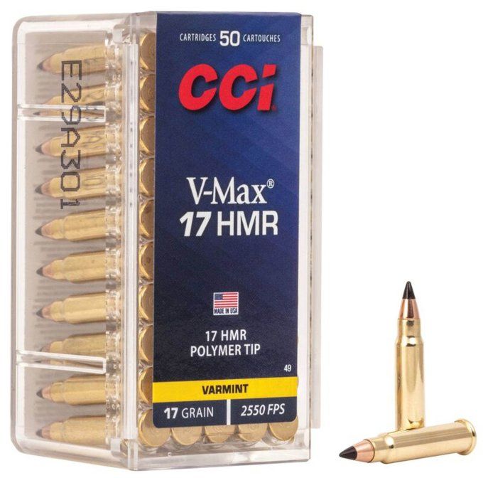 Cartouches CCI – 17 HMR V-MAX 17 grains - X 50