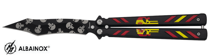 Couteau papillon punicher lame skull de 10.50 cm