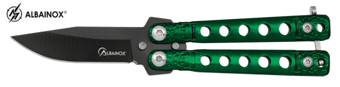 Couteau mini papillon vert lame de 5.30 cm