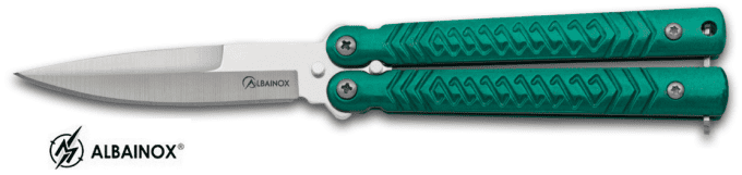 Couteau papillon vert lame de 7.10 cm