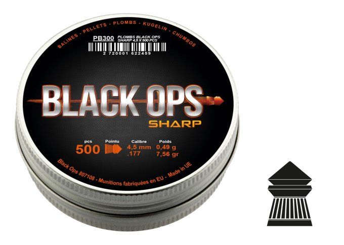Plombs Black Ops Sharp pointue - Cal 4.5 mm X 500