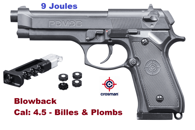 Pistolet PDM9B Crosman - Co2 Cal 4.5 Billes acier & Plombs