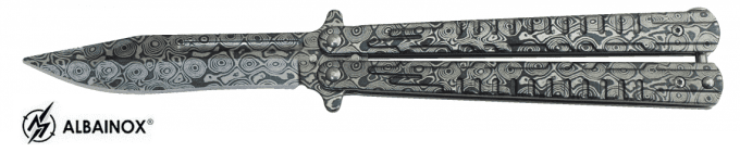 Couteau papillon motif hippie gris lame de 10.00 cm