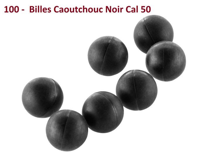 Boites de 100 Billes caoutchouc Noire Cal. 50