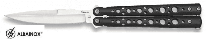 Couteau papillon acier manche noir lame de 9.70 cm