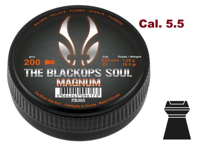 Plombs Black Ops SOUL MAGNUM plat – Cal. 5.5 mm X 200