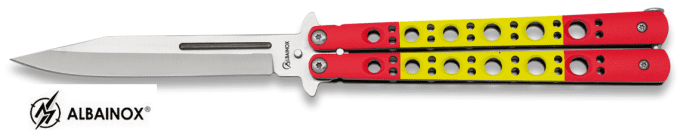 Couteau papillon rouge et jaune lame de 11.20 cm