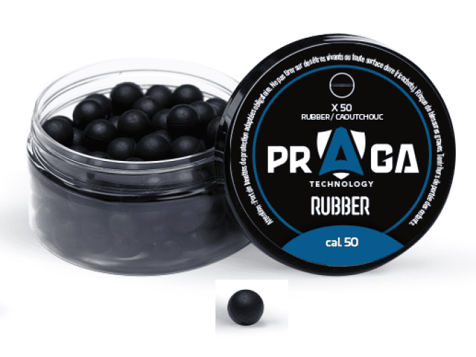 Boites de 50 Billes caoutchouc Noire Cal. 50