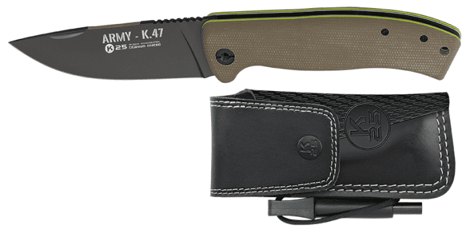 Couteau pliant army micarta K25 avec etui pour ceinture