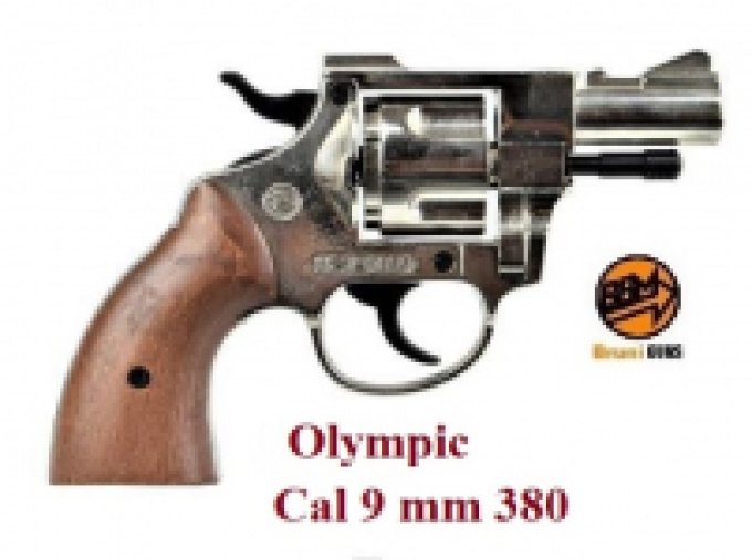 Revolver Olympic Nikelé Cross Bois Cal. 9mm 380 uniquement