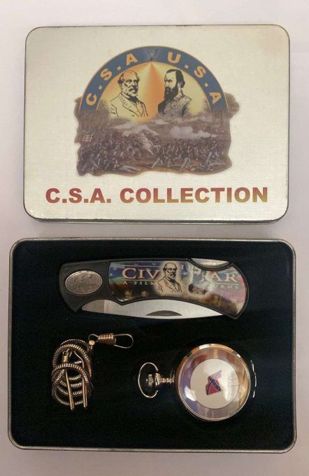 Coffret Couteau Pliant & montre gousset CSA