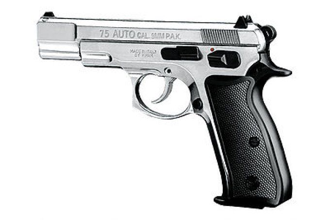 Pistolet à blanc  Mod. Auto 75  Nickelé Chrome Cal. 9mm / Réplique CZ