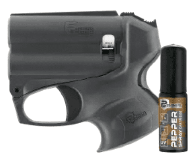 Pistolet PGS II  Kit Black P2P avec Lampe 200 lumens intergrée et Bombe au poivre 11 ml