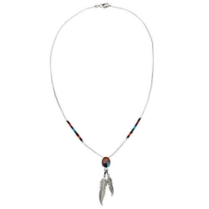 Collier Plumes Cabochon Multi couleur