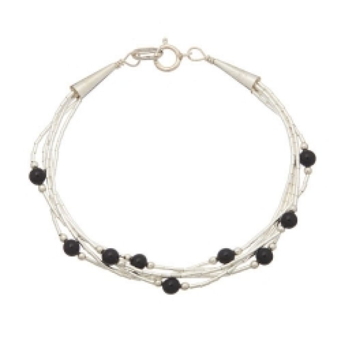 Bracelet 5 Fils Perles de Onyx