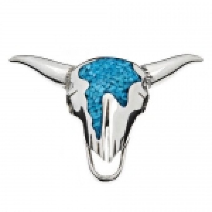 Pendentif Tête de Vache Argent et Turquoise