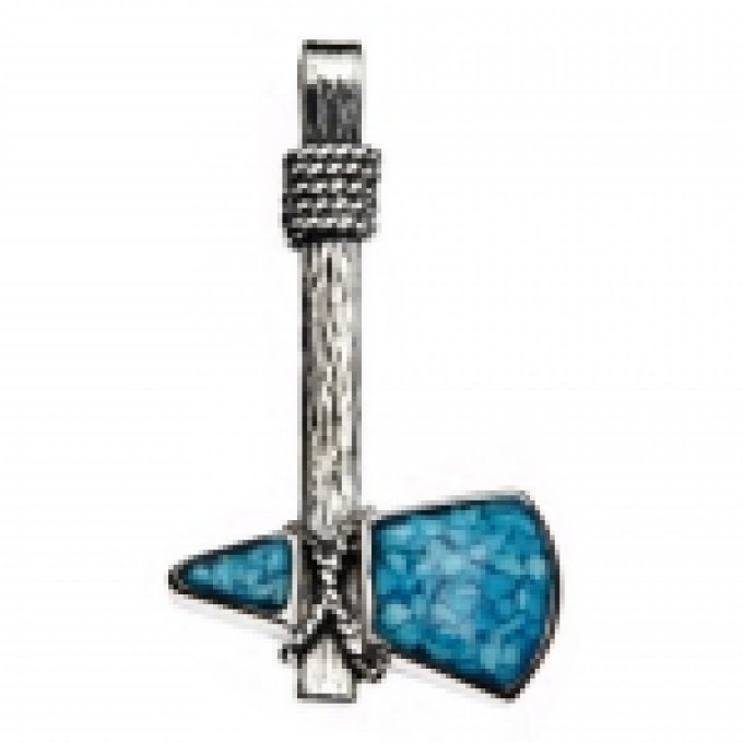 Pendentif Tomawak Argent/Turquoise